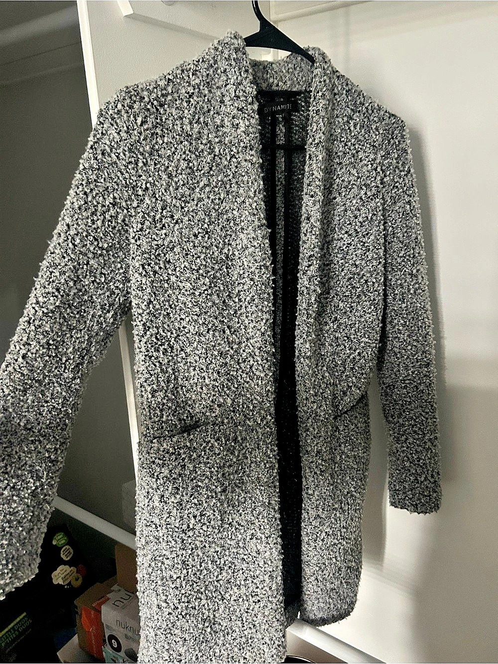 Dynamite Gray Boucle Teddy Coat Like New